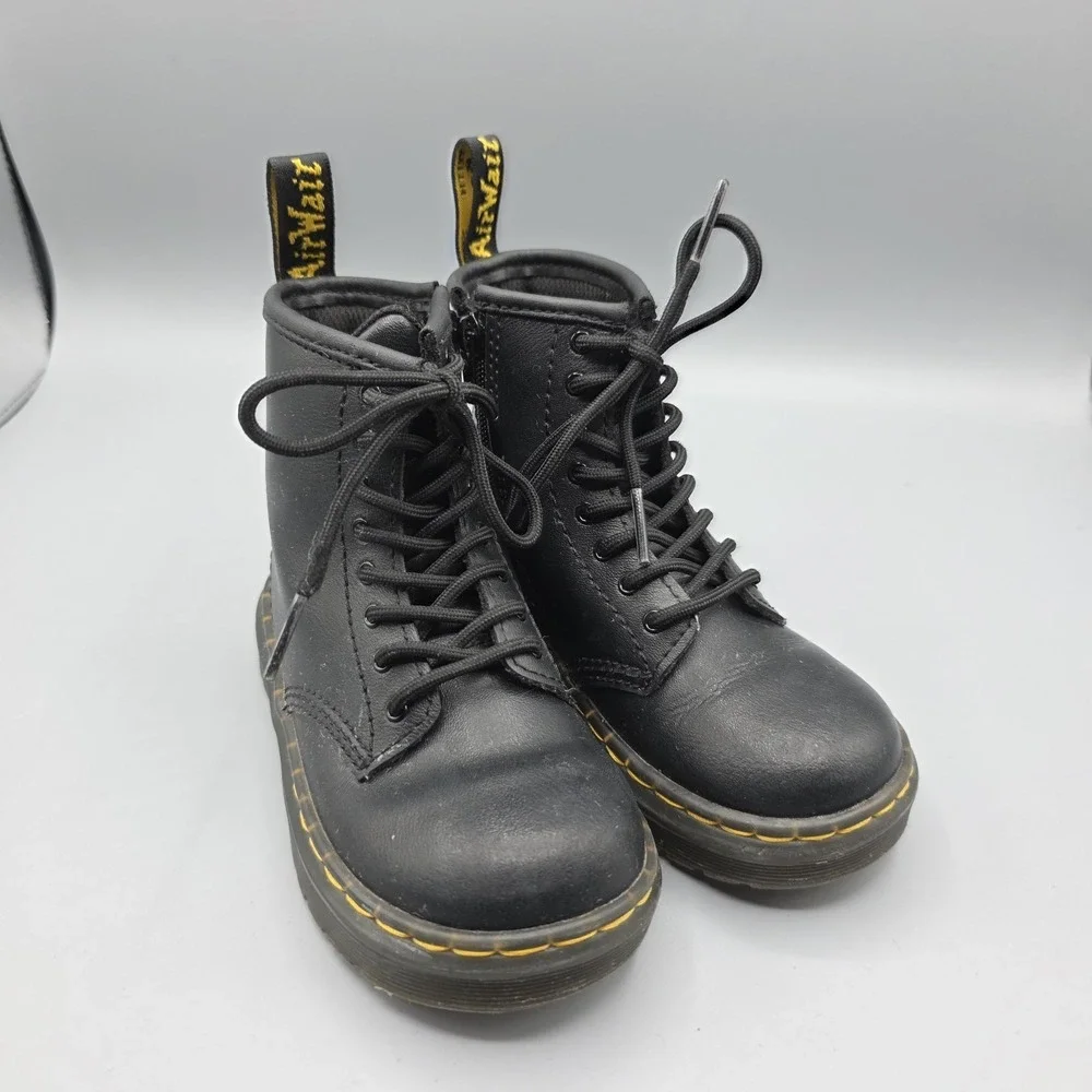 Dr. Marten's‎ Zavala Boots Toddler Size 9 Black Leather Combat Zipper Lace Up